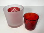 2 verres à bougie chauffe-plat, Comme neuf, Autres matériaux, Chandelier, Rouge