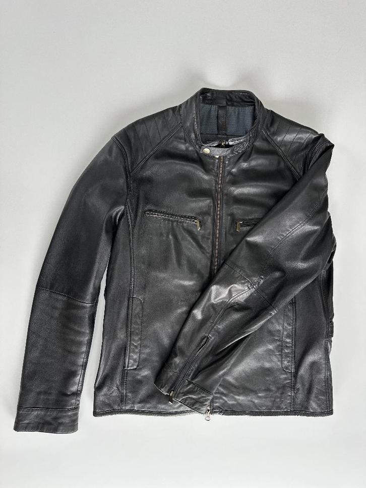 Veste en cuire noir type biker, Vêtements | Hommes, Vestes | Hiver, Comme neuf, Taille 56/58 (XL), Noir, Enlèvement ou Envoi