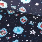 Promo!!! 337)145x100cm Katoenen tricot jongen met raket, Blauw, 120 cm of meer, Nieuw, Ophalen of Verzenden