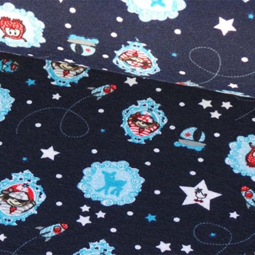 Promo!!! 337)145x100cm Katoenen tricot jongen met raket, Hobby en Vrije tijd, Stoffen en Lappen, Nieuw, Katoen, 120 cm of meer
