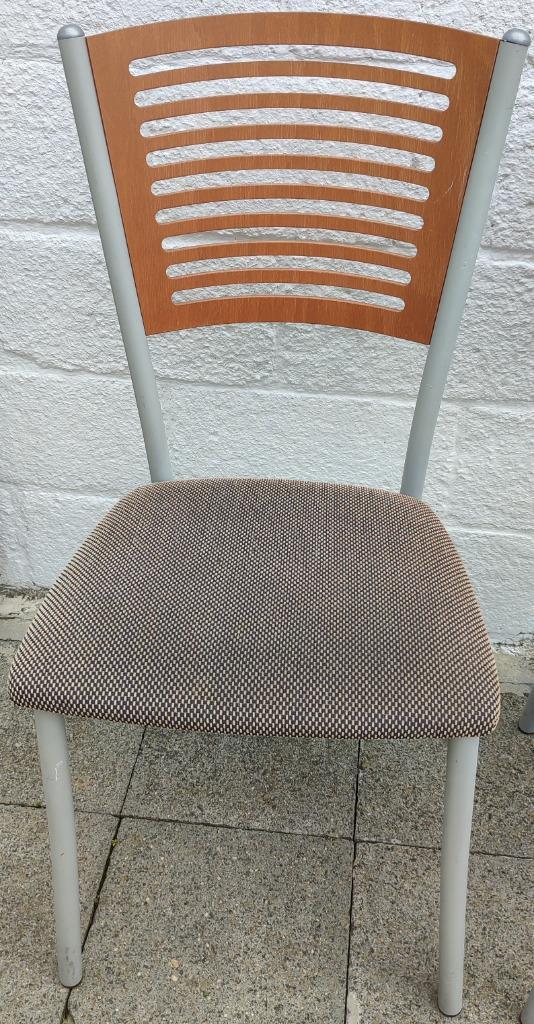 6 chaises (salle à manger), Huis en Inrichting, Stoelen, Gebruikt, Vijf, Zes of meer stoelen, Hout, Metaal, Stof, Overige kleuren