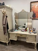 Miroir de maquillage antique blanc, coiffeuse, Enlèvement, Utilisé, Bois