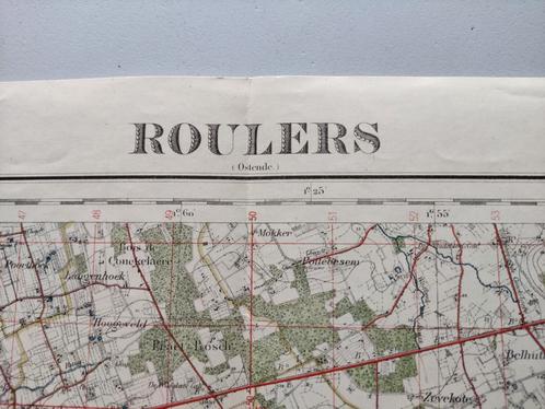 ROESELARE en OMSTREKEN : Militaire Litho kaart, Antiek en Kunst, Kunst | Litho's en Zeefdrukken, Ophalen of Verzenden