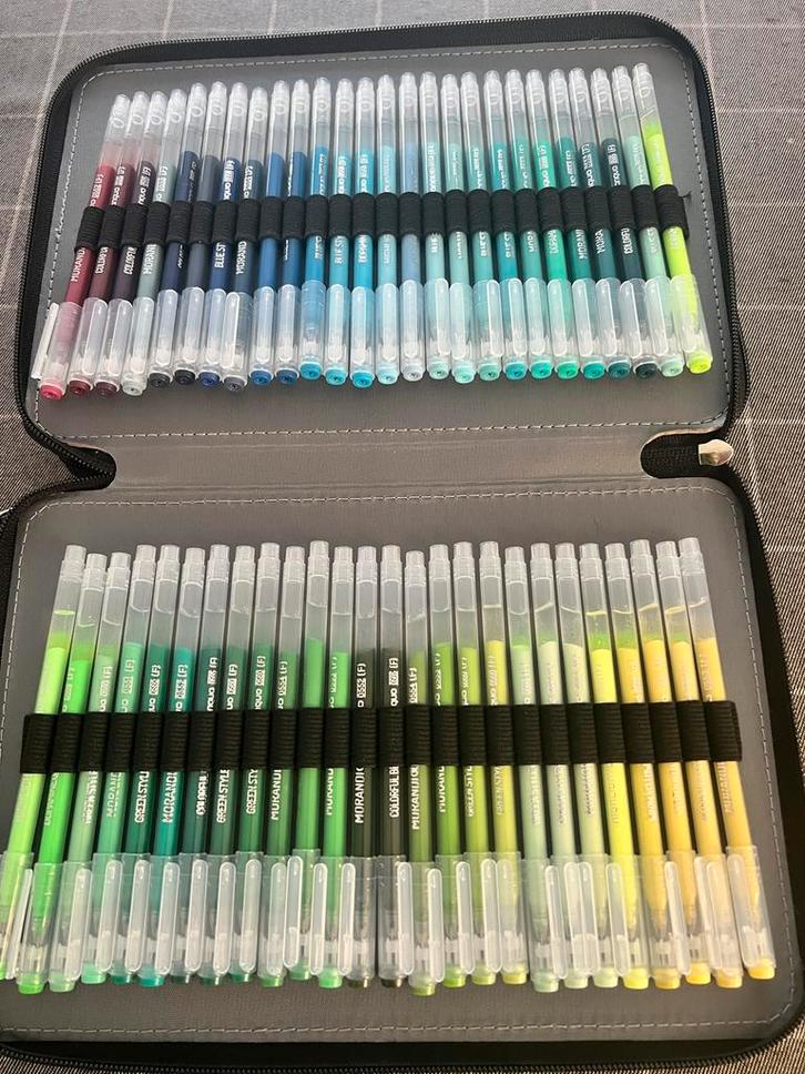 Languo gelpennen set - 192 stuks in etui, Hobby en Vrije tijd, Tekenen, Zo goed als nieuw, Ophalen of Verzenden