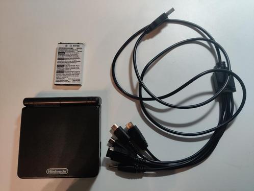 Game Boy Advance SP Zwart Black met extra batterij en kabel, Games en Spelcomputers, Spelcomputers | Nintendo Game Boy, Gebruikt