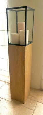 Pied-de-stalle in eik (hol) met windlicht., Maison & Meubles, Enlèvement, Comme neuf