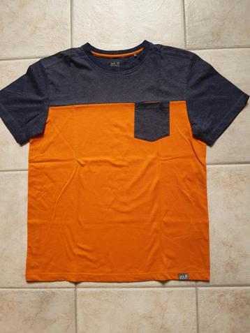 Oranje/ donkergrijze T-shirt Jack Wolfskin (14 jaar)