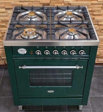 🔥 Poêle Boretti de luxe 70 cm vert + acier inoxydable 4 brû, Electroménager, Gaz, Classe énergétique A ou plus économe, Enlèvement ou Envoi