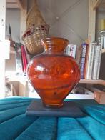 Grote oranje retro vaas dik glas, Verzamelen, Ophalen of Verzenden, Huis en Inrichting