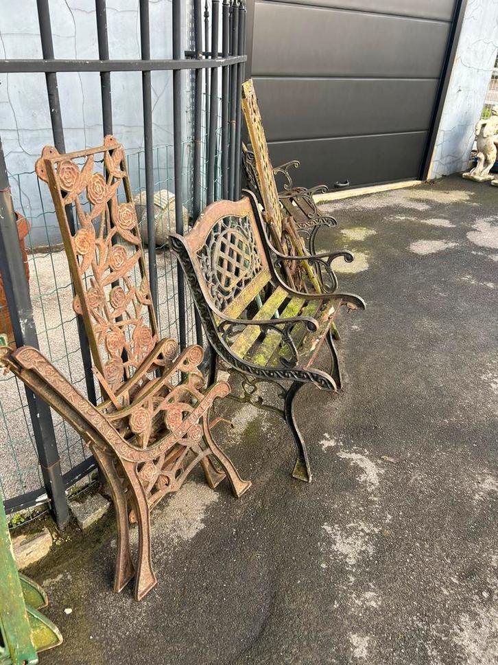 9 stuks ( koppels ) gietijzeren zijkanten voor tuinbanken, Jardin & Terrasse, Bancs de jardin, Utilisé, Métal, Enlèvement