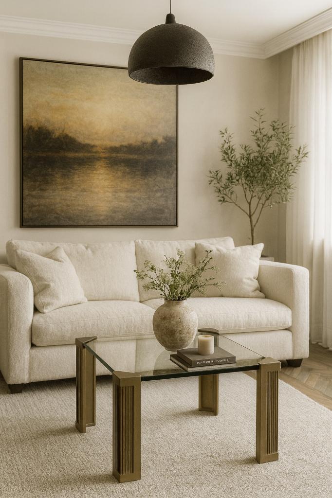 Vintage Peter Ghyczy salontafel met geborsteld messing, Huis en Inrichting, Tafels | Salontafels, Zo goed als nieuw, Minder dan 50 cm