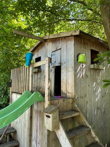 Speelhuis steigerhout met bergruimte, Enlèvement, Utilisé, Bois