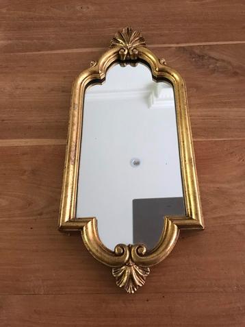 Mooie spiegel barok goudkleurige lijst kader  18 x 42 cm 
