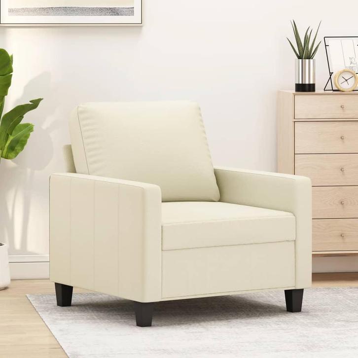 Fauteuil 60 cm kunstleer crèmekleurig, Huis en Inrichting, Zitzakken, Nieuw, Verzenden