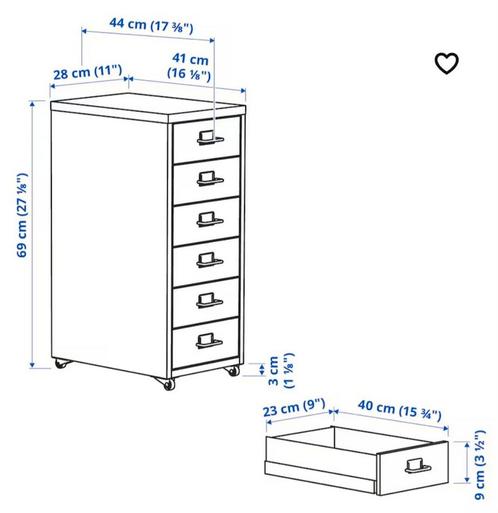 Zwarte ladekast Helmer van Ikea, ideaal voor A4 documenten, Maison & Meubles, Armoires | Commodes, Comme neuf, Enlèvement