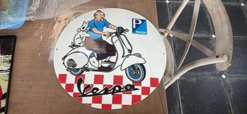 Tintin kuifje Hergé grande plaque émaillée bombée vespa pia, Enlèvement ou Envoi, Tintin, Comme neuf, Autres types