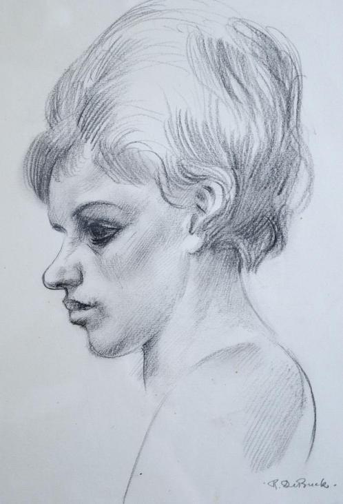Raphaël De Buck (1902-1986) - Tekening meisje - 1950, Antiek en Kunst, Kunst | Schilderijen | Klassiek, Ophalen of Verzenden