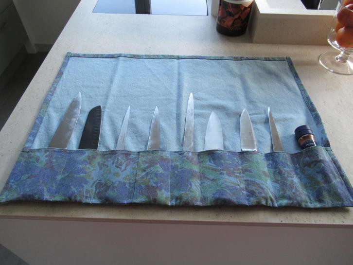 messenétui-messenhouder-jeansstof-hobbykok-NIEUW, Huis en Inrichting, Keuken | Bestek, Nieuw, Ophalen of Verzenden