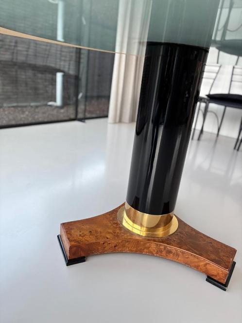 Ronde tafel collectie thoner glazen blad diameter 1.15 zwart, Huis en Inrichting, Tafels | Eettafels, Gebruikt, 100 tot 150 cm