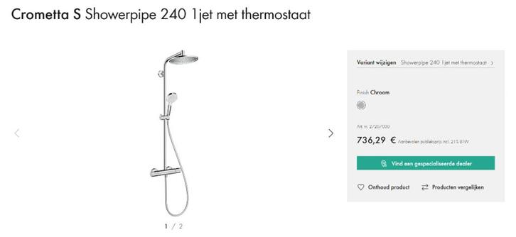 Showerpipe met thermostaat (nieuw), Doe-het-zelf en Bouw, Sanitair, Nieuw, Douche, Chroom, Ophalen