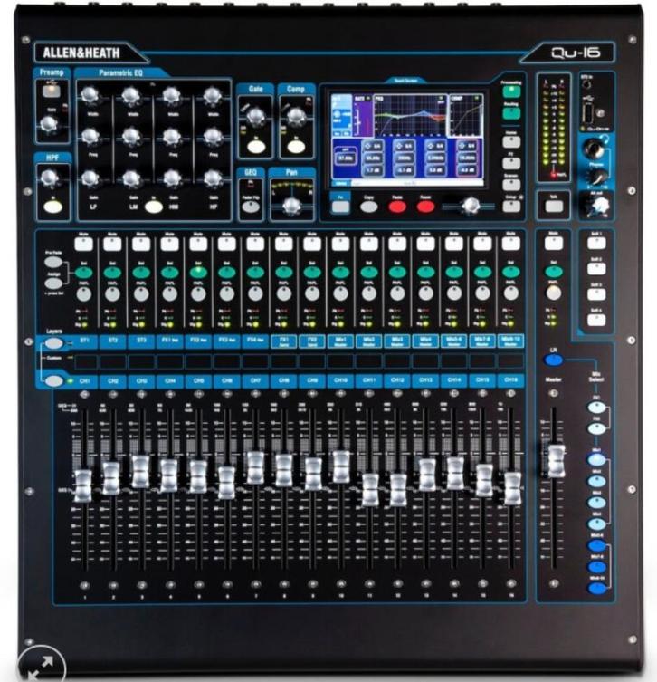 AllenHeath QU-16 chromen digitale mixer, Muziek en Instrumenten, Mengpanelen, Zo goed als nieuw, 10 tot 20 kanalen, Microfooningang
