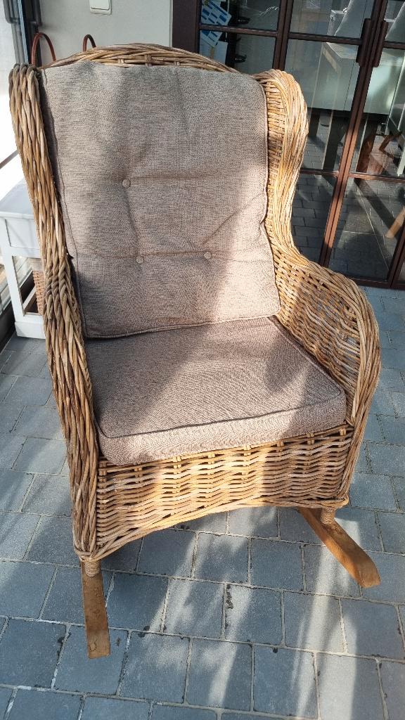 Schommelstoel, Huis en Inrichting, Stoelen, Gebruikt, Eén, Hout, Riet of Rotan, Bruin, Ophalen