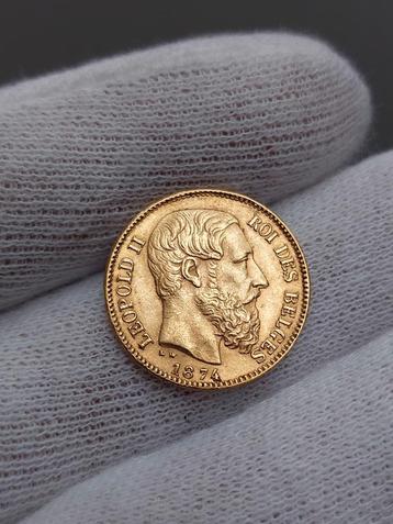 Piece de monnaie 20 Francs or Leopold II / 1874 / POS A /SUP