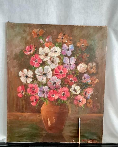 Anemonen oliedoek - Zorgeloze dochter vd wind, Antiek en Kunst, Kunst | Schilderijen | Klassiek, Ophalen of Verzenden