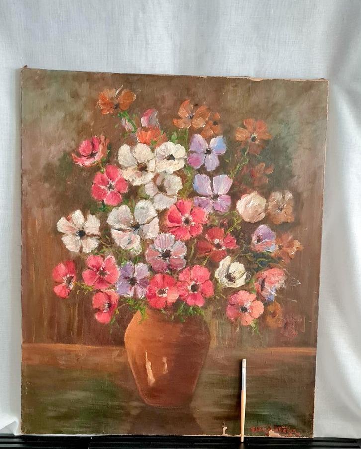 Anemonen oliedoek - Zorgeloze dochter vd wind, Antiek en Kunst, Kunst | Schilderijen | Klassiek, Ophalen of Verzenden