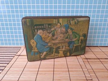 Vintage blikken doos - de kaartspelers - De Beukelaer, Enlèvement ou Envoi, Utilisé