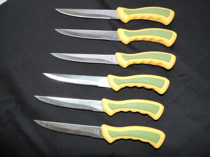 6 vleesmessen in nieuwstaat, INOX, Huis en Inrichting, Keuken | Bestek, Nieuw, Los bestek, Inox of Chroom, Vaatwasserbestendig