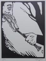 ROLAND TOPOR / KAFKA ONDERWERELD / ZW-W LINOSNEDE / 38x28cm, Ophalen of Verzenden