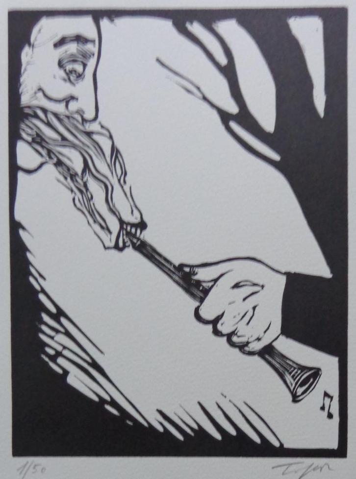 ROLAND TOPOR / KAFKA ONDERWERELD / ZW-W LINOSNEDE / 38x28cm, Antiek en Kunst, Kunst | Litho's en Zeefdrukken, Ophalen of Verzenden