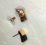 oorknopjes vintage goud met blauw diamantje '70-80, Handtassen en Accessoires, Oorbellen, Met strass, Blauw, Ophalen of Verzenden