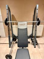 Gewichtenset inclusief bank & staander, Sport en Fitness, Fitnessmaterialen, Ophalen, Zo goed als nieuw