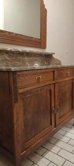 Antieke dressoirkast met marmer blad en mooie spiegel, Ophalen of Verzenden