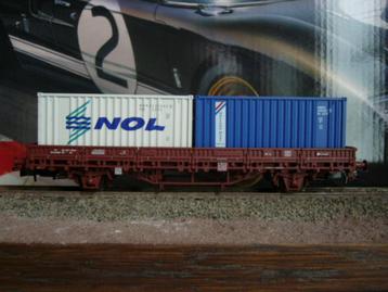 ELECTROTREN 1521K wagon KS avec 2 contenaires SNCB ho dc, Neuf, Autres marques, Enlèvement ou Envoi, Wagon