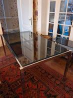 Table de salle à manger en verre et pieds en inox, Maison & Meubles, Enlèvement, Verre