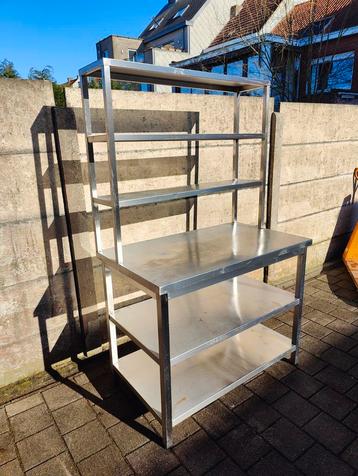 inoxtafel met chefrek 1200mmb 700mmd 1900mmh, Enlèvement, Utilisé