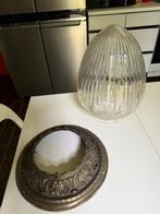 Plafonnier ancien vers 1920,  verre et bronze, Enlèvement ou Envoi, Utilisé, Verre, Art Deco