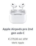 Nog aan te kopen! Apple Airpods pro 2nd gen usb-C, Télécoms, Enlèvement, Bluetooth, Neuf