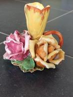 Bougeoir vintage porcelaine roses et poignée, Enlèvement