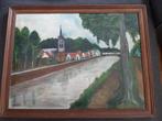 Schilderij kerk naast beek van Ed Vercammen, Antiek en Kunst, Ophalen