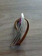 Volledige massief mooi goude broche 750 met robijnen, Handtassen en Accessoires, Antieke sieraden, Ophalen, Goud, Broche