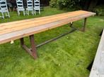 Tuintafel hout en smeedwerk onderstel, Tuin en Terras, Tuintafels, Ophalen, Zo goed als nieuw, Hout