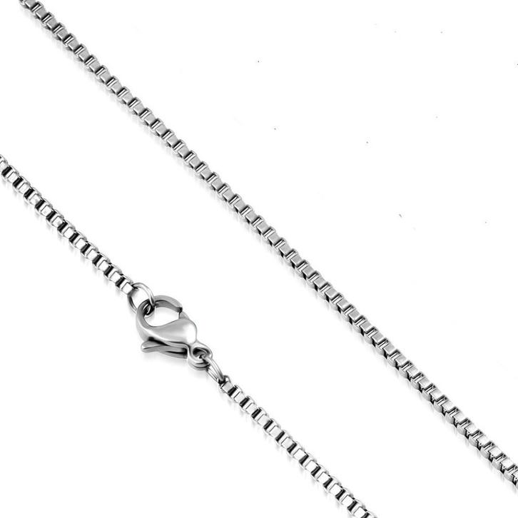 Stalen ketting met venetiaanse schakel 45cm - 2,0mm​, Handtassen en Accessoires, Kettingen, Nieuw, Overige materialen, Zilver