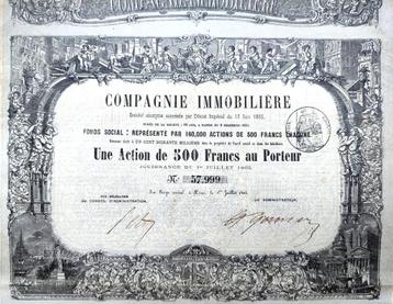 Compagnie Immobiliere (Frans Masonic) uit 1863 ! beschikbaar voor biedingen