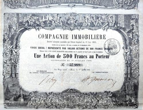 Compagnie Immobiliere (Frans Masonic) uit 1863 !, Timbres & Monnaies, Actions & Titres, Action, Avant 1920, Enlèvement ou Envoi