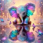 Diamond Painting spiegel olifant 20x20cm (rond), Verzenden, Nieuw, Knutselwerk