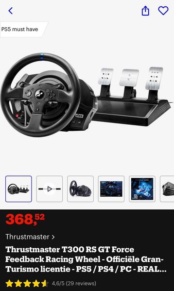 Trustmaster T300 RS GT Premium Racestuur met Force Feedback, Games en Spelcomputers, Spelcomputers | Sony Consoles | Accessoires